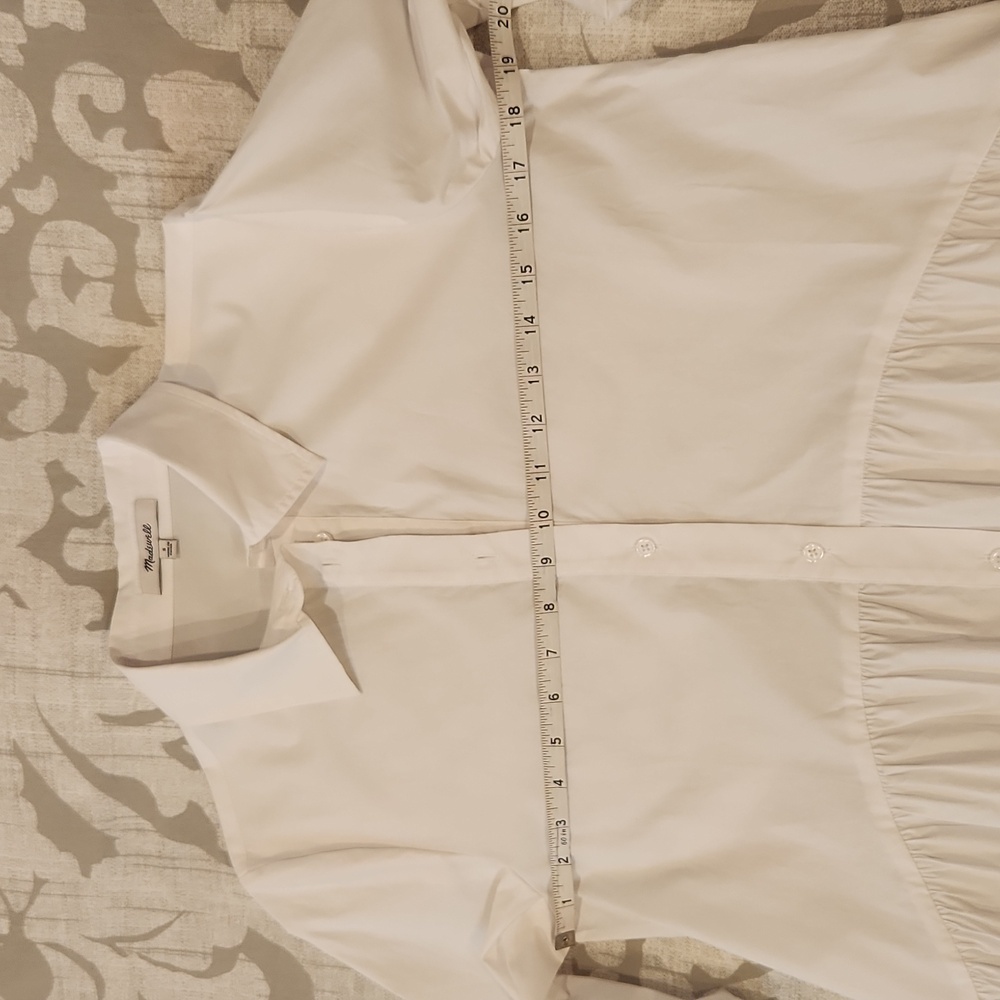 Madewell Button-Front Mini Shirtdress in Poplin White Color Size S New No Tag - Picture 14 of 16